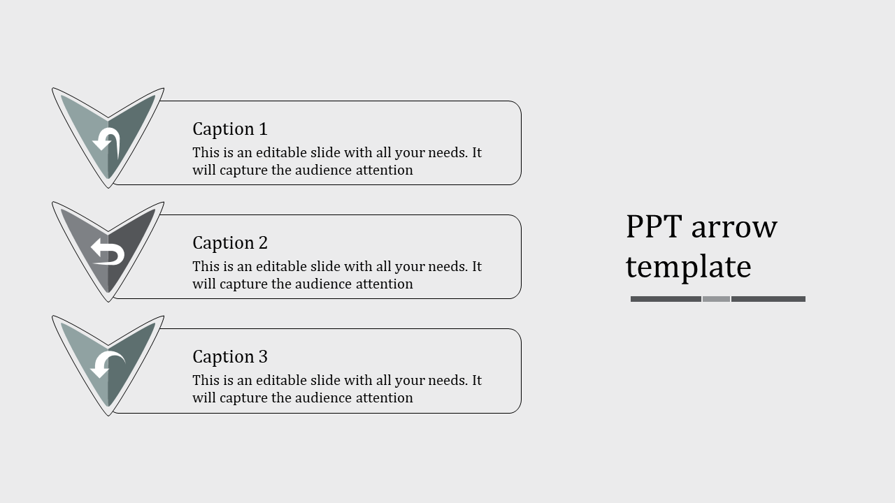 Impressive Arrow PowerPoint Template With Gray Color